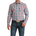 Cinch Men's White Plaid Modern Print Button Down Shirt MTW1301091