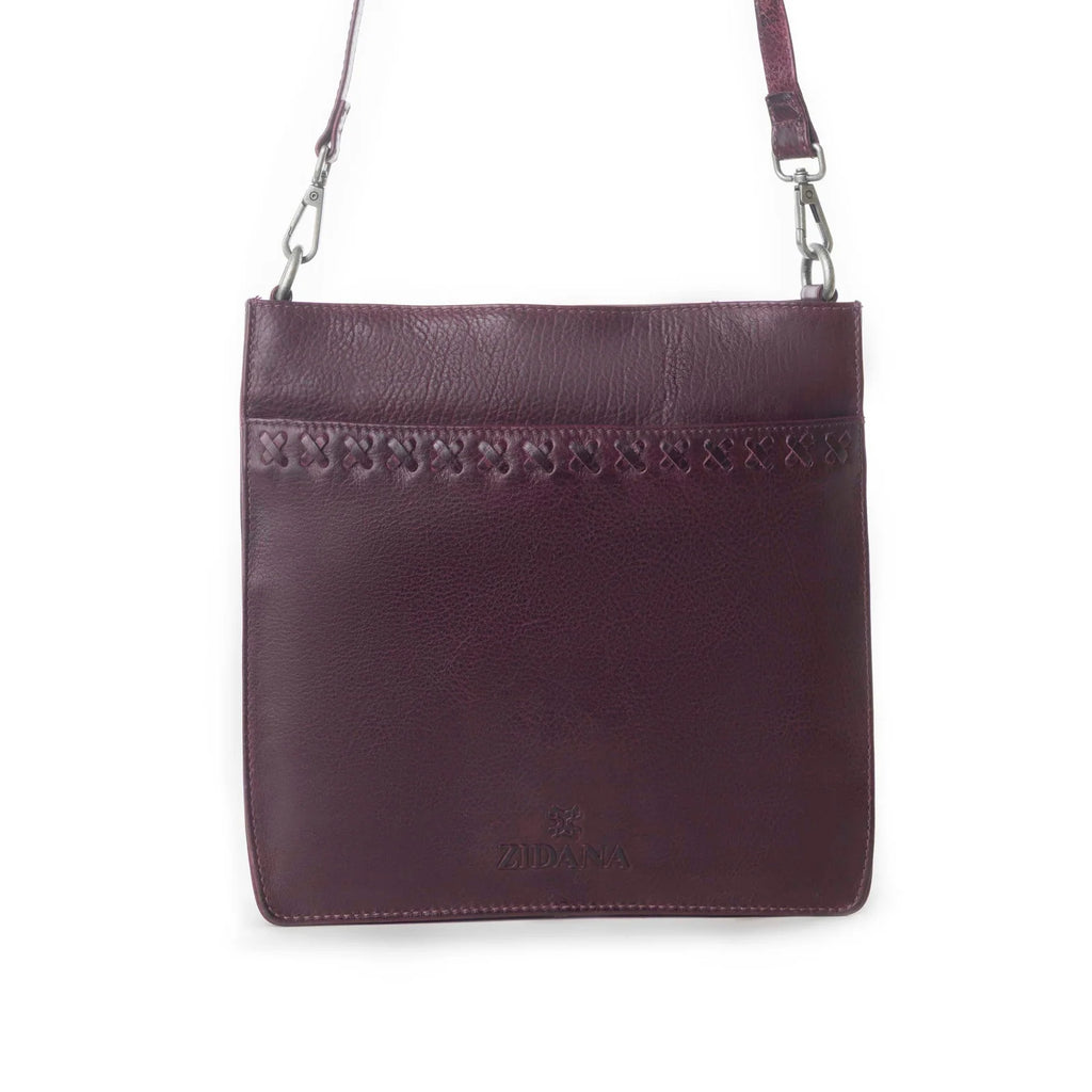 Myra Zidana Mirelle Woven Veg Tanned Leather Sling Bag In Mulberry Shine S-12388