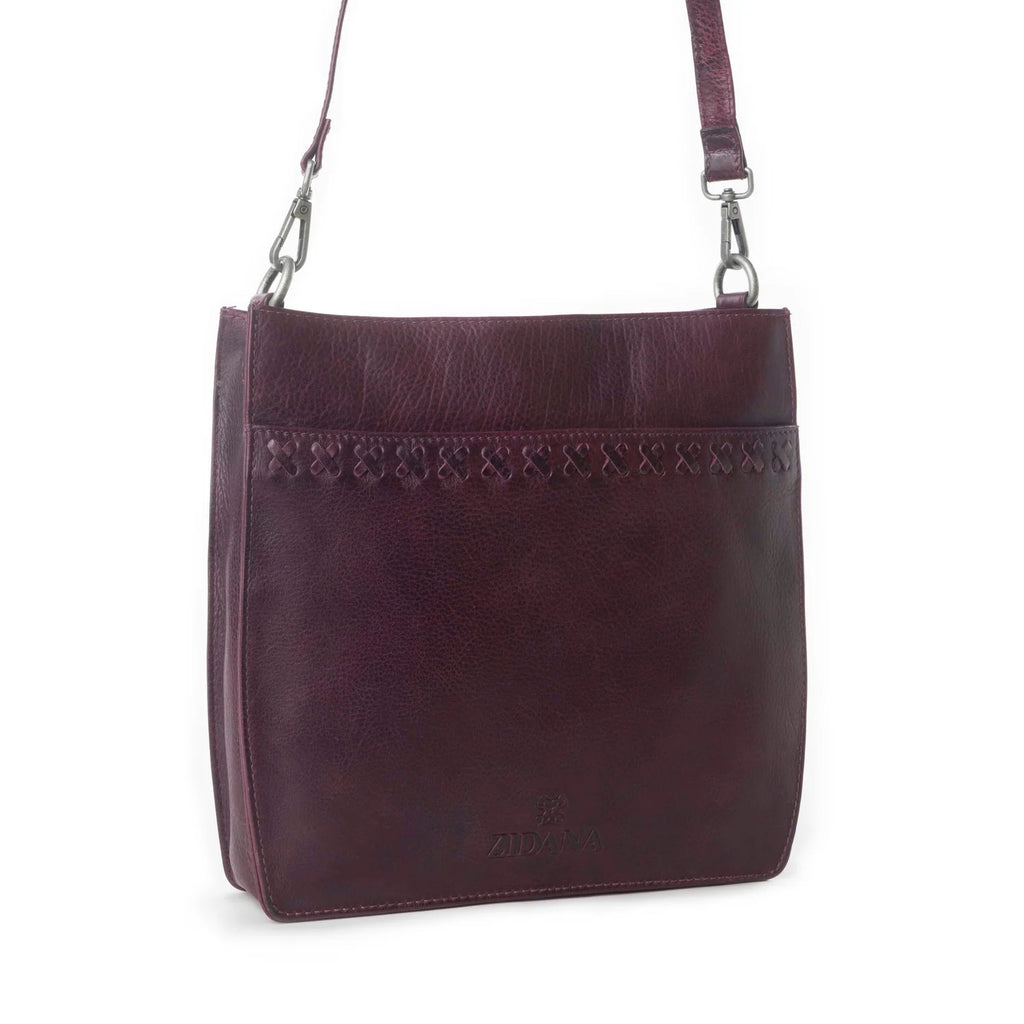 Myra Zidana Mirelle Woven Veg Tanned Leather Sling Bag In Mulberry Shine S-12388