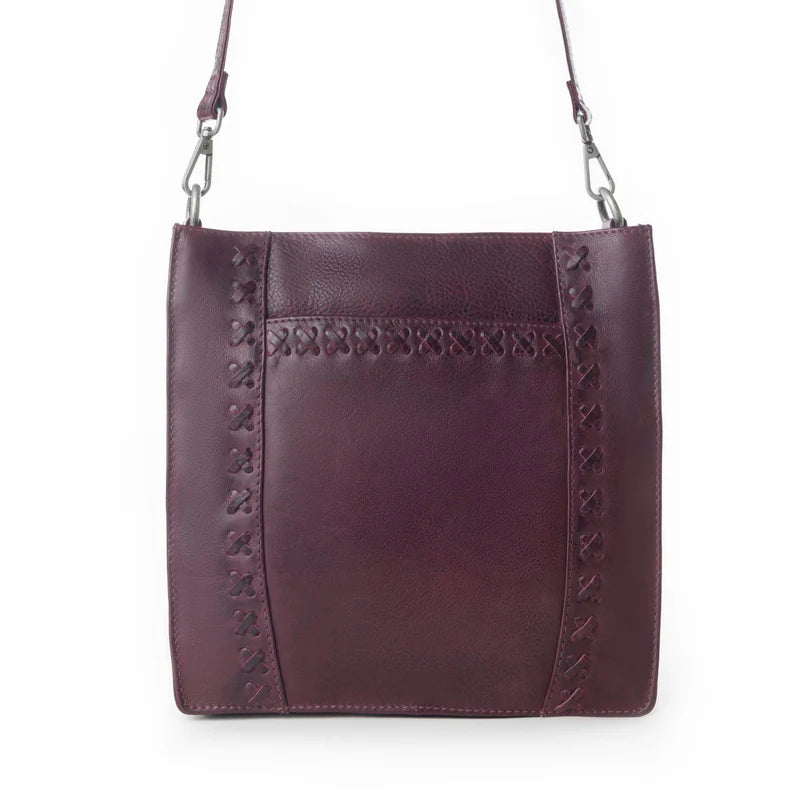 S-13826 MYRA ZIDANA MIRELLE WOVEN VEG TANNED LEATHER SLING BAG IN MULBERRY SHINE
