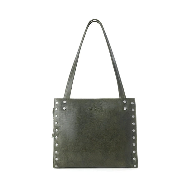 Myra Zidana Aria Amethyst Veg Tanned Leather Tote Bag In Dark Fern S-13831