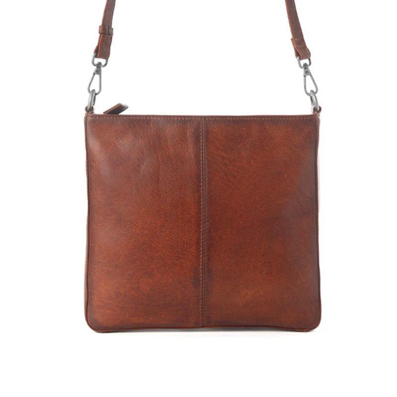 S-13833 MYRA ZIDANA EL PASO TWIN VEG TANNED LEATHER CROSSBODY BAG IN WILDWOOD RED