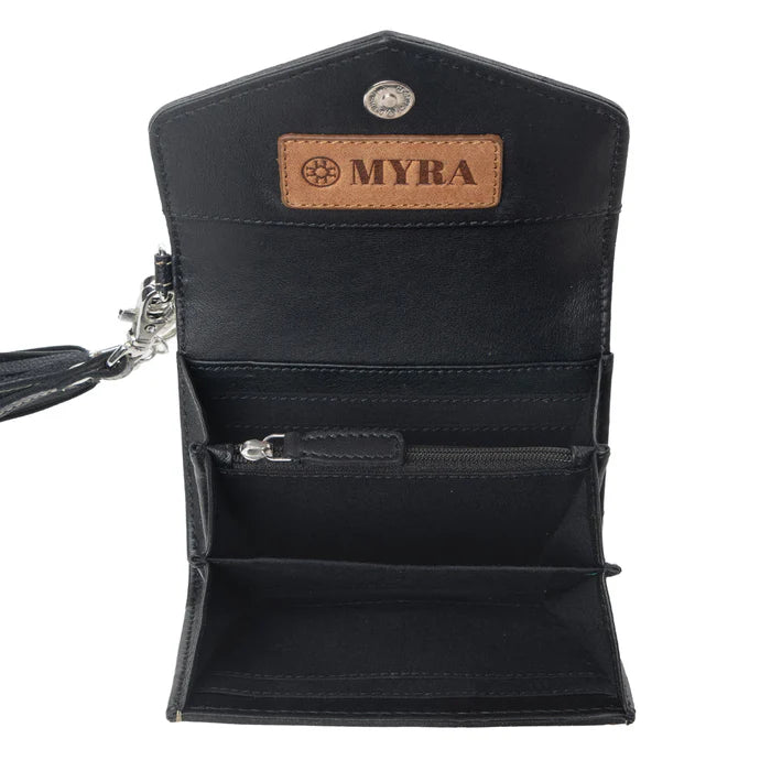 S-13918 MYRA ELISE HANDTOOLED LEATHER WALLET IN DARK MIST
