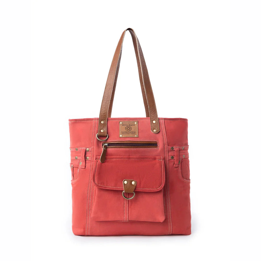 S-14305 MYRA DESERT TRAIL TOTE BAG IN CORAL