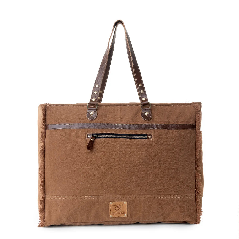 S-15072 Forester Junction Weekender Bag In Tan With Hair On And Embossed Leather