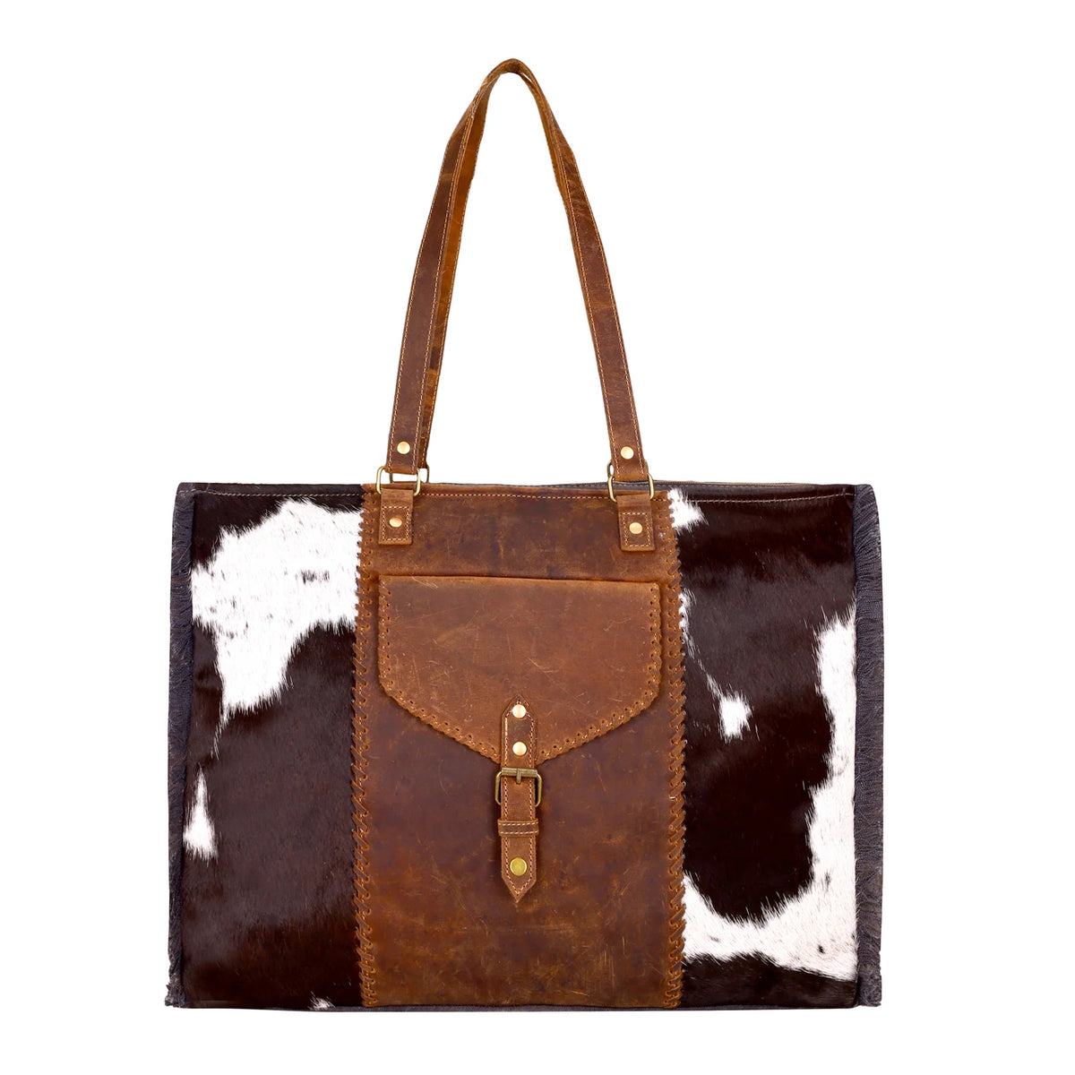 Penstemon Weekender Bag For Women In Olive With Hair On And Leather S-15073