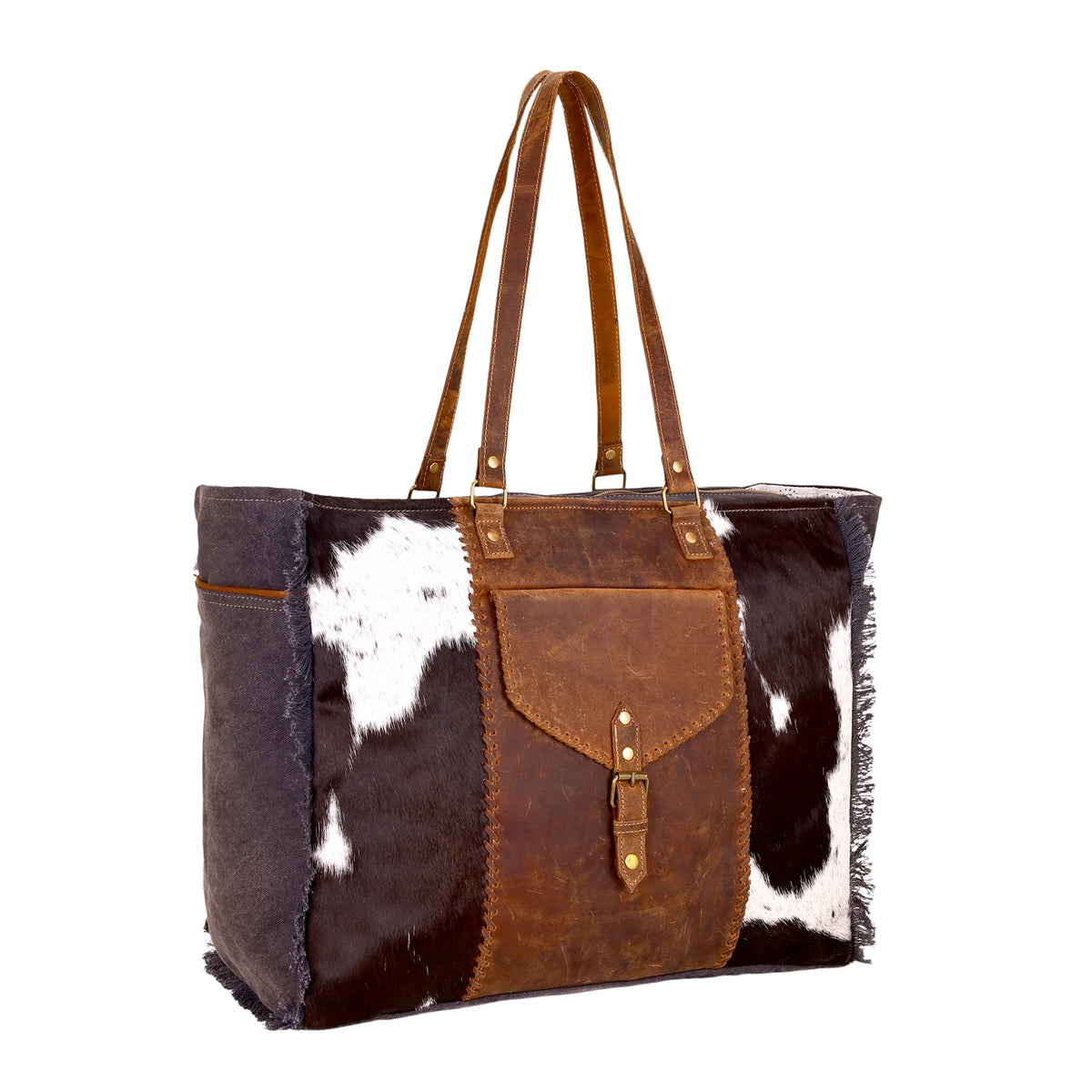 Penstemon Weekender Bag For Women In Olive With Hair On And Leather S-15073