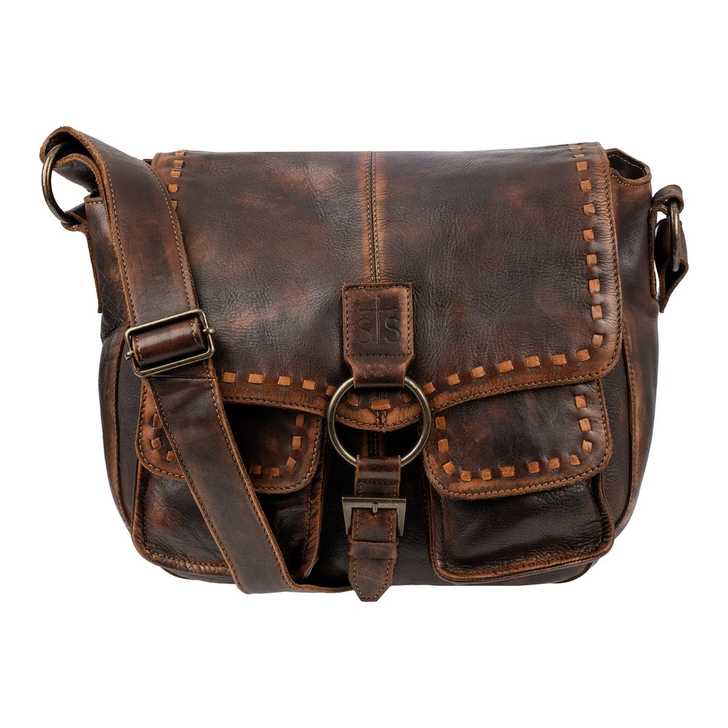 STS Ranchwear Chocolate Bandera Saddle Hobo Crossbody Purse STS34010