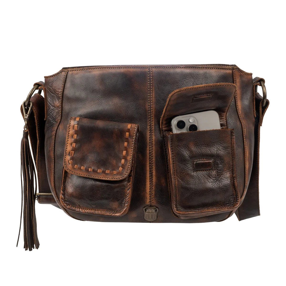 STS Ranchwear Chocolate Bandera Saddle Hobo Crossbody Purse STS34010