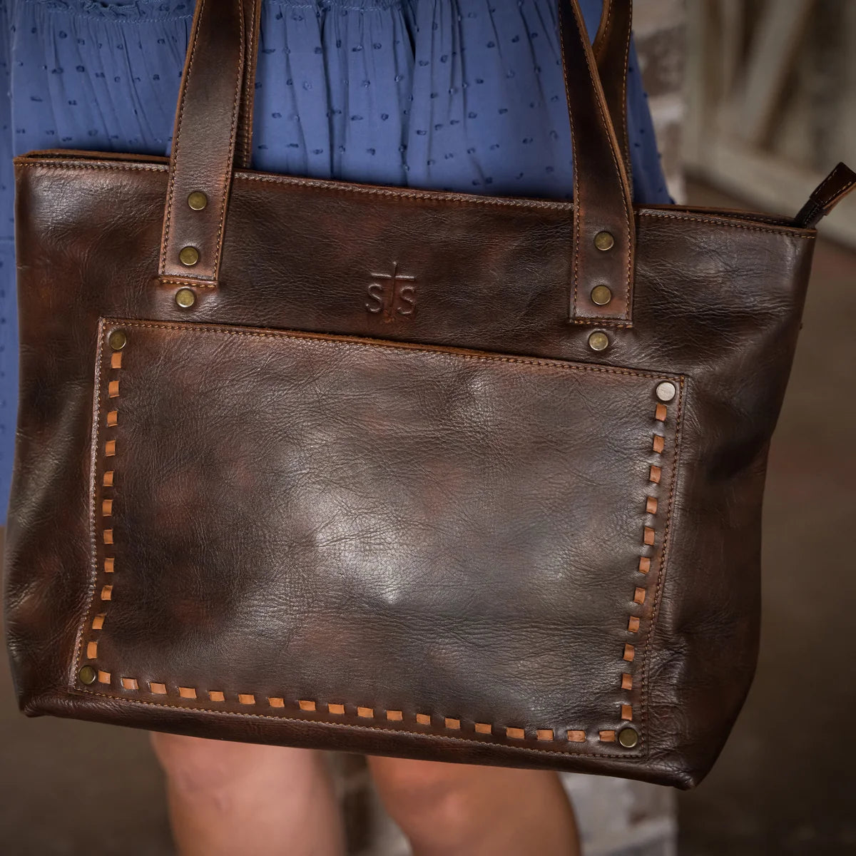 STS Ranchwear BANDERA CHOCOLATE SIMPLE TOTE STS34013