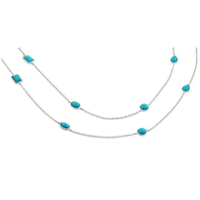 KHSBGP00871 Kelly Herd 2 Row Strand Turquoise Stone Pendant Necklace