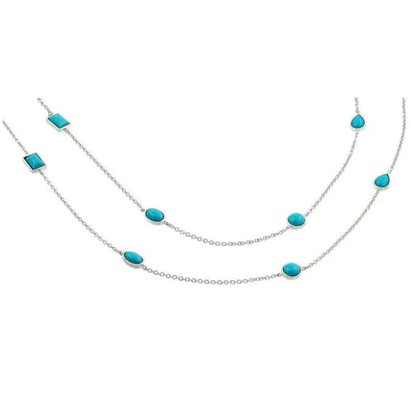 KHSBGP00871 Kelly Herd 2 Row Strand Turquoise Stone Pendant Necklace