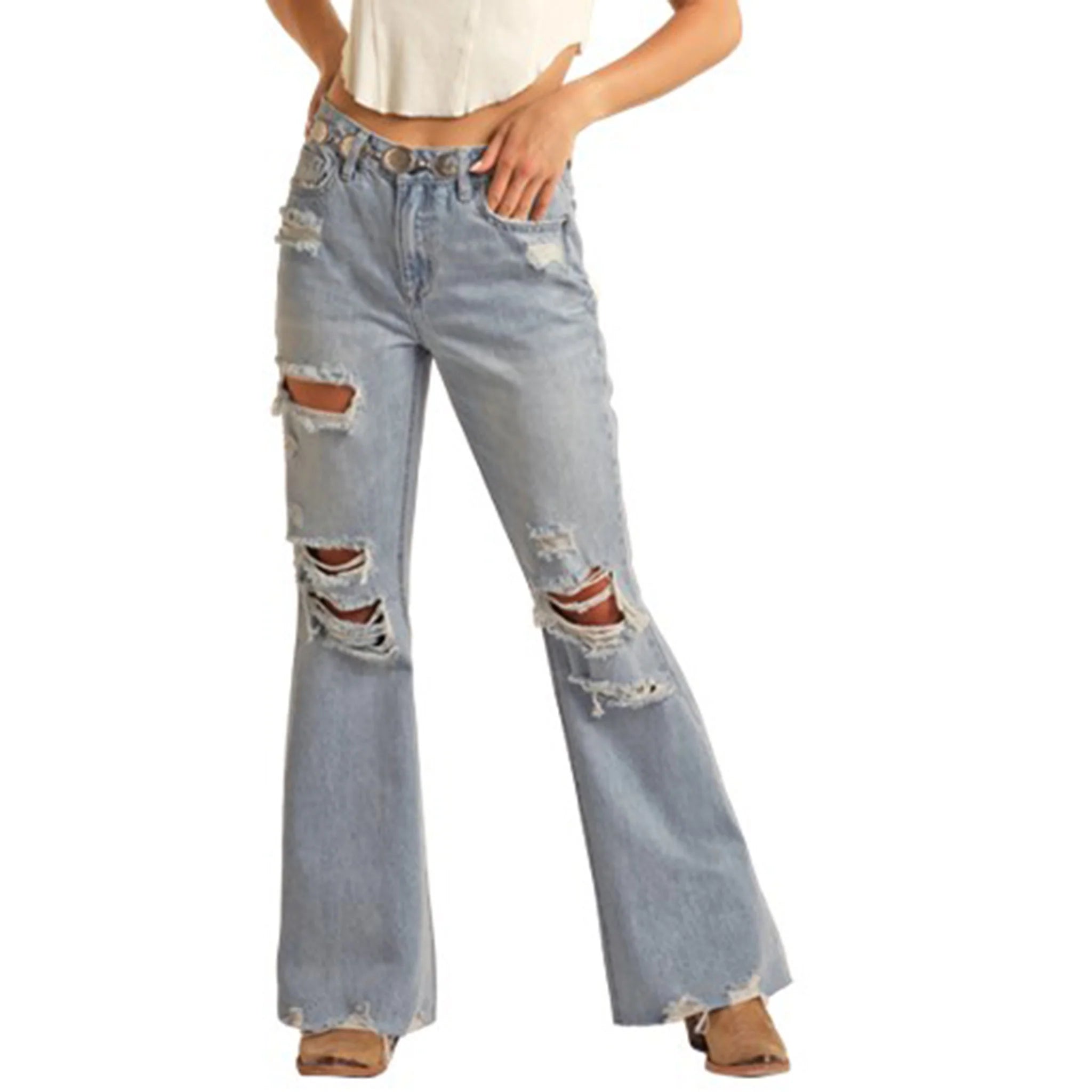 Rock and Roll Women's Light Wash High Rise Flare Jean BW6HD03590