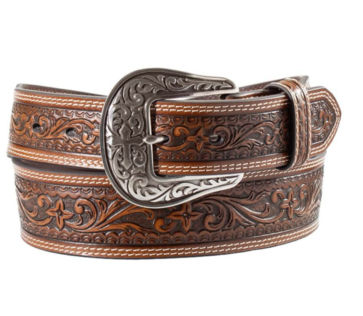 Nocona Mens Floral Embossing Belt Brown - N210011202
