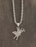 MENS NECKLACE 24" ENGRAVED BULL RIDER D47031