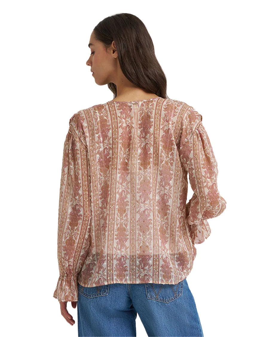 Women's Retro Ruffle Long Sleeve Blouse - 112385995