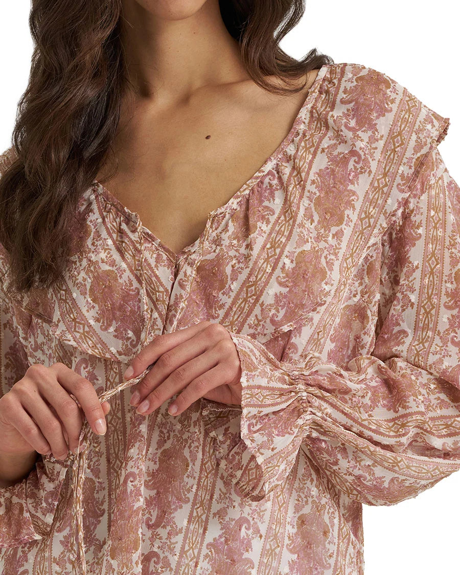 Women's Retro Ruffle Long Sleeve Blouse - 112385995