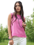 CINCH WOMENS PINK BUTTON BACK TANK TOP CTW7512002