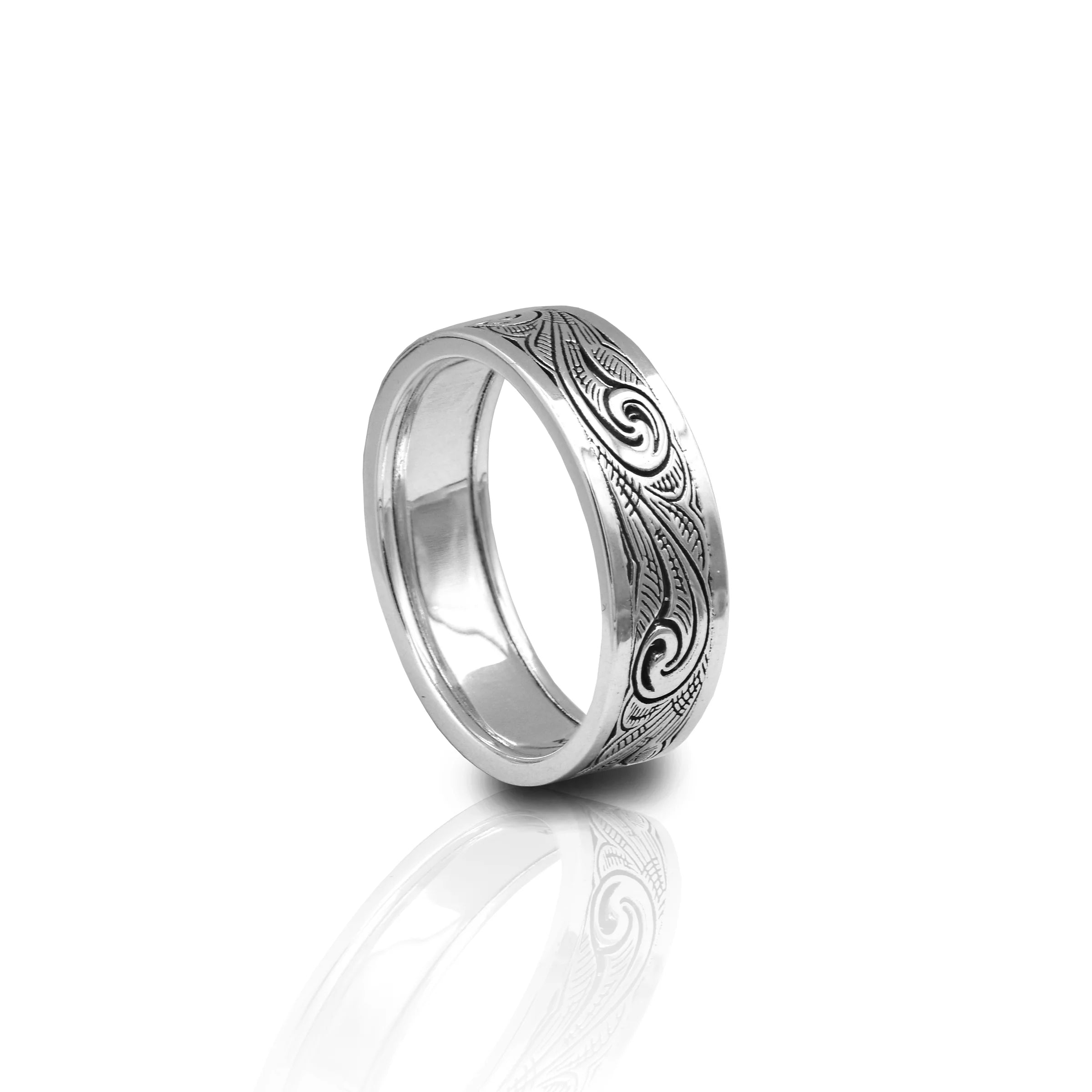 Kelly Herd Men's Engraved Western Wide Band Ring - Sterling Silver WB121