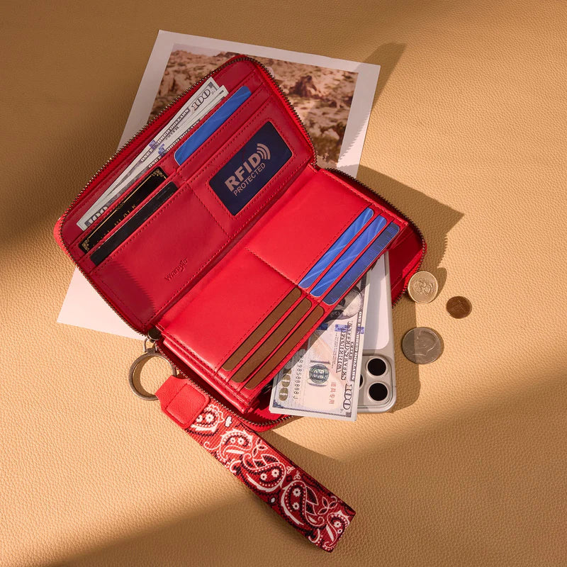 WG331-W115RD WRANGLER PAISLEY PRINT WALLET