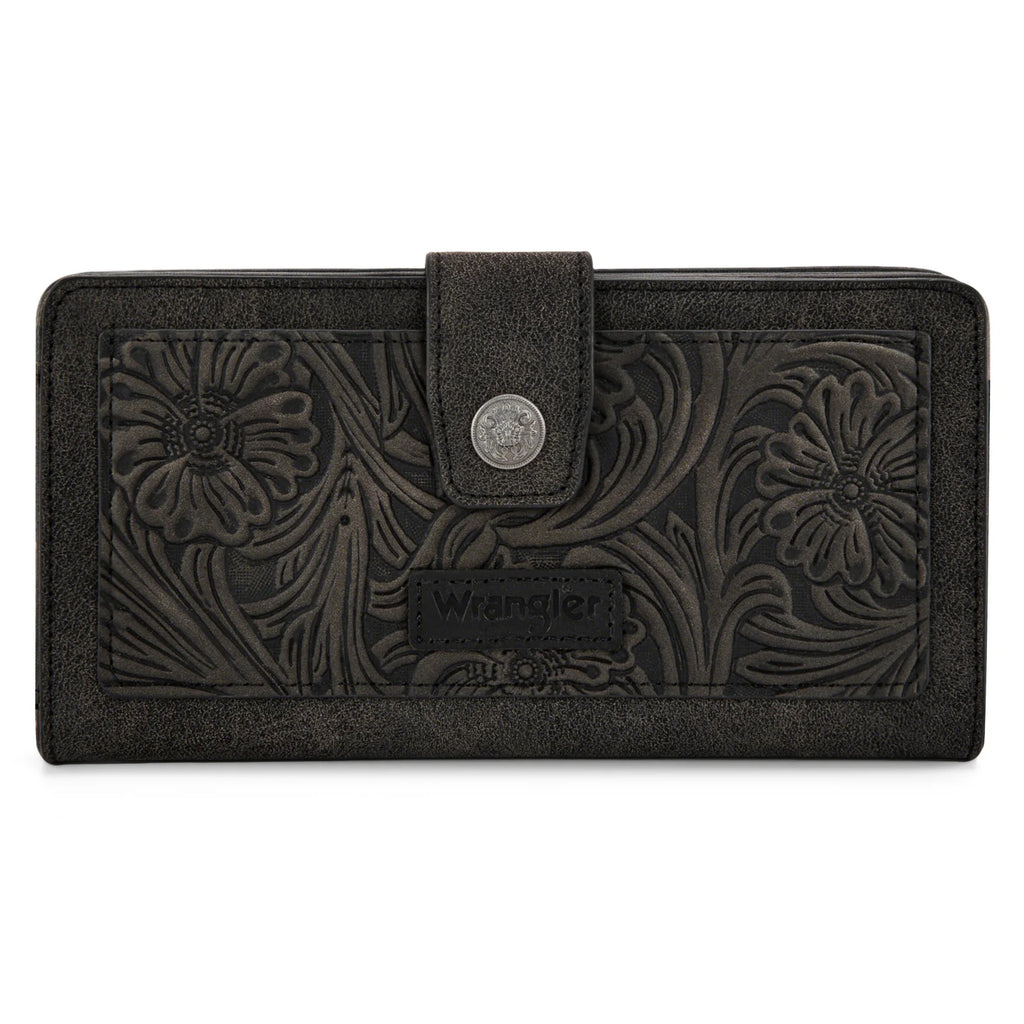 WG339-W080 Wrangler Western Floral Tooled RFID Wallet