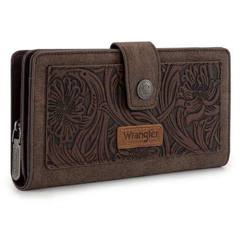 WG339-W080 Wrangler Western Floral Tooled RFID Wallet