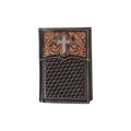 A3557344 ARIAT MEN'S TRIFOLD CROSS FILIGREE MEDIUM BROWN WALLET