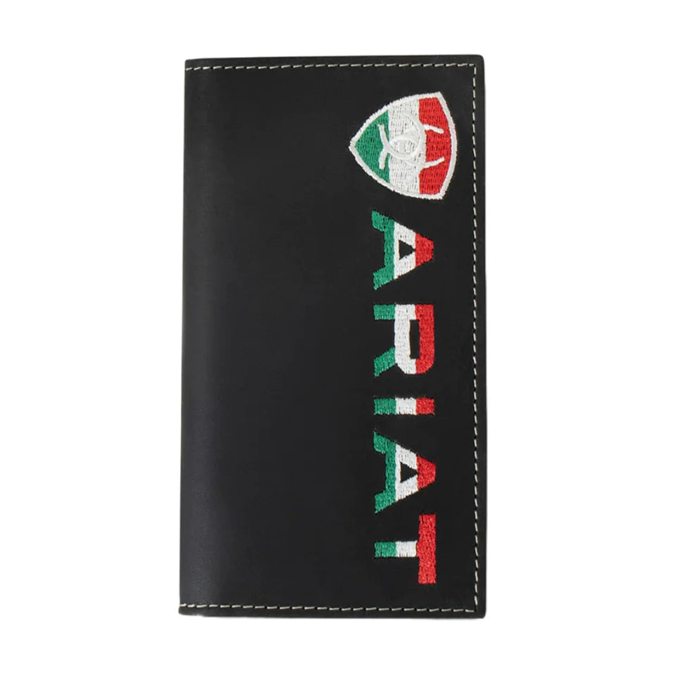 ARIAT MEXICAN FLAG EMBROIDERED BLACK RODEO WALLET A3555101