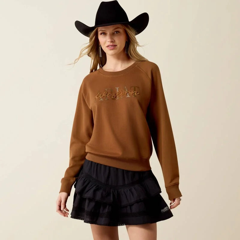 ARIAT 10080716 Women's Essential Crew Sweatshirt Dachshund