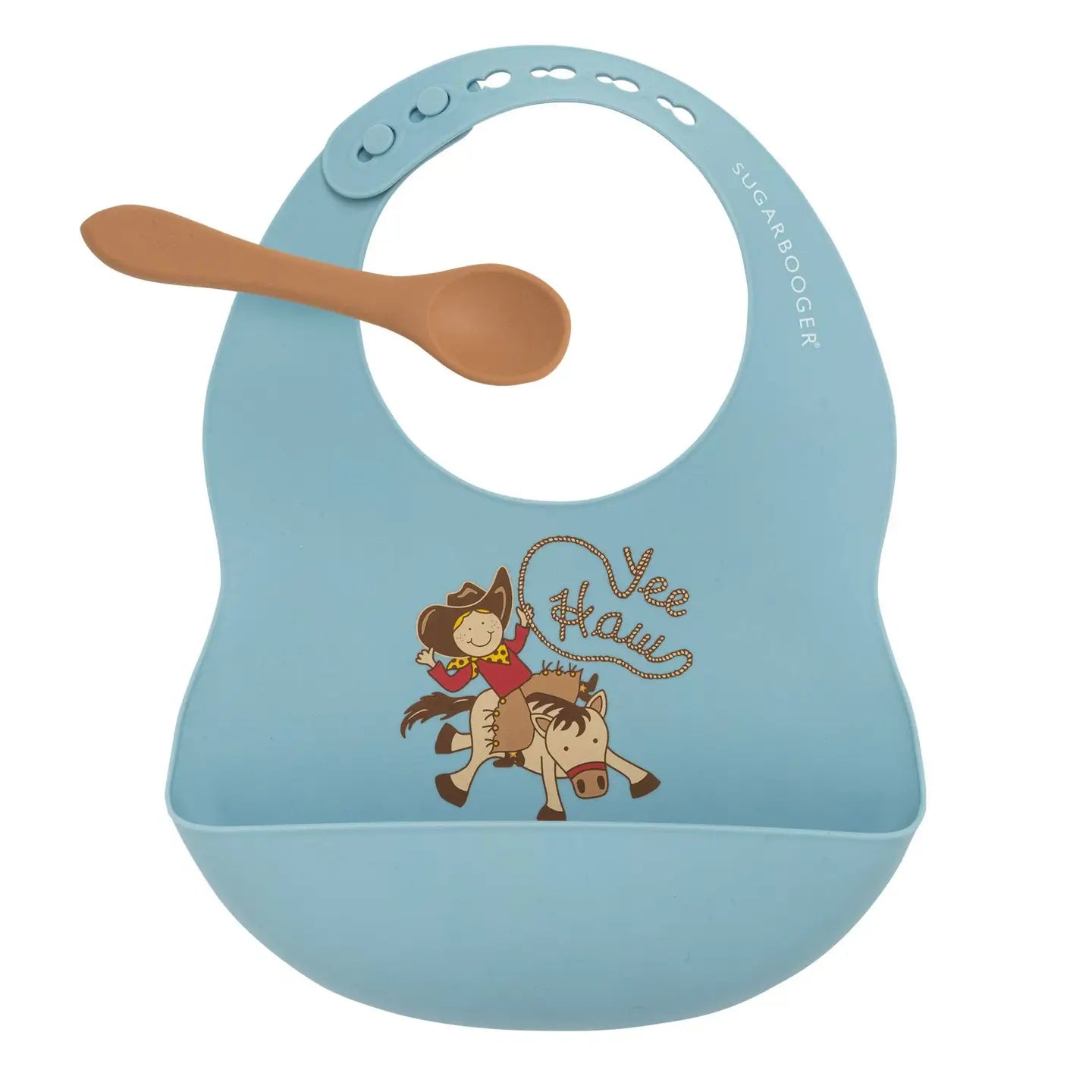 A1554 Fresh & Messy Silicone Bib & Spoon Set | Yee Haw