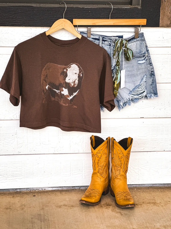 The Hereford Bull Crop Tee