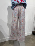 Fleece Crop Lounge Pant with Western Gingham Print