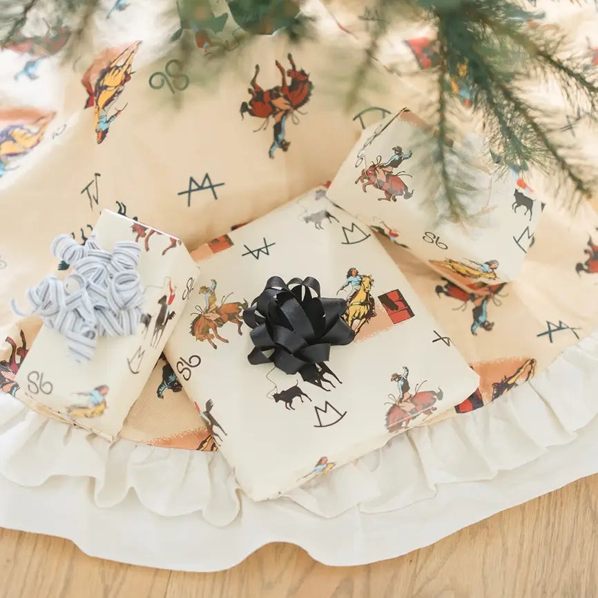 Vintage Cowboy Christmas Tree Skirt TRESKT008