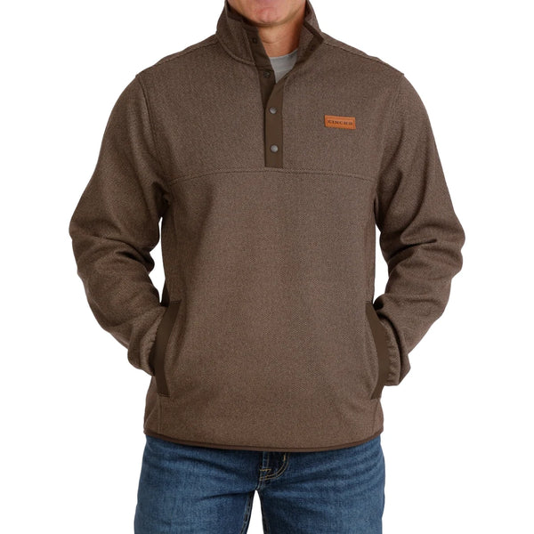 Cinch Men's Brown Herringbone Knit 1/2 Snap Pullover MWK1534011