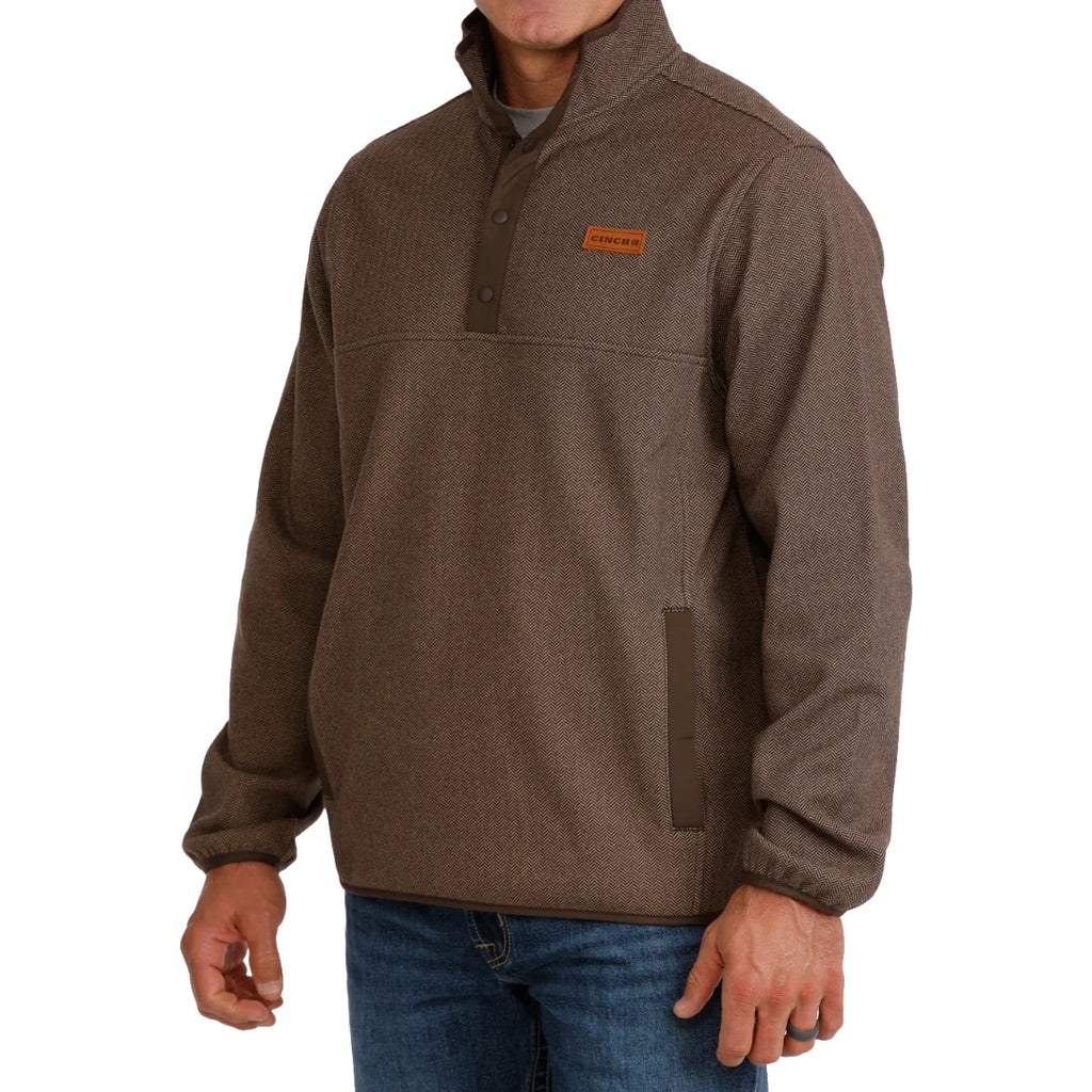 Cinch Men's Brown Herringbone Knit 1/2 Snap Pullover MWK1534011