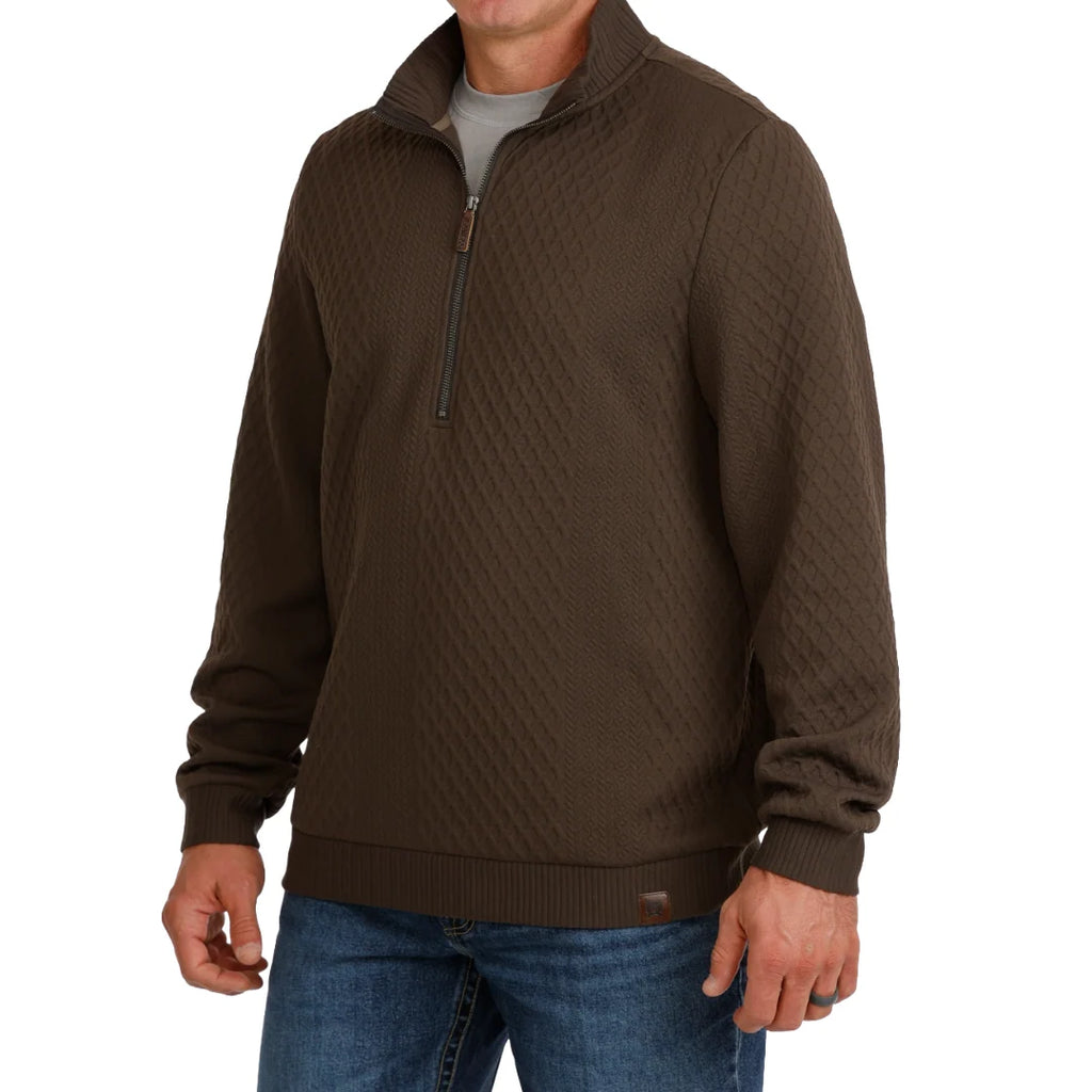 Cinch Men's Brown 1/2 Zip Cable Knit Pullover MWK1957002
