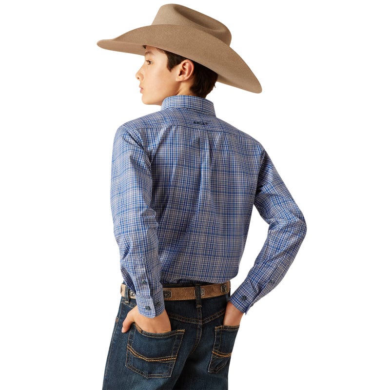 Ariat Boys Pro Series Pitt True Blue Classic Fit Long Sleeve Shirt 10047297