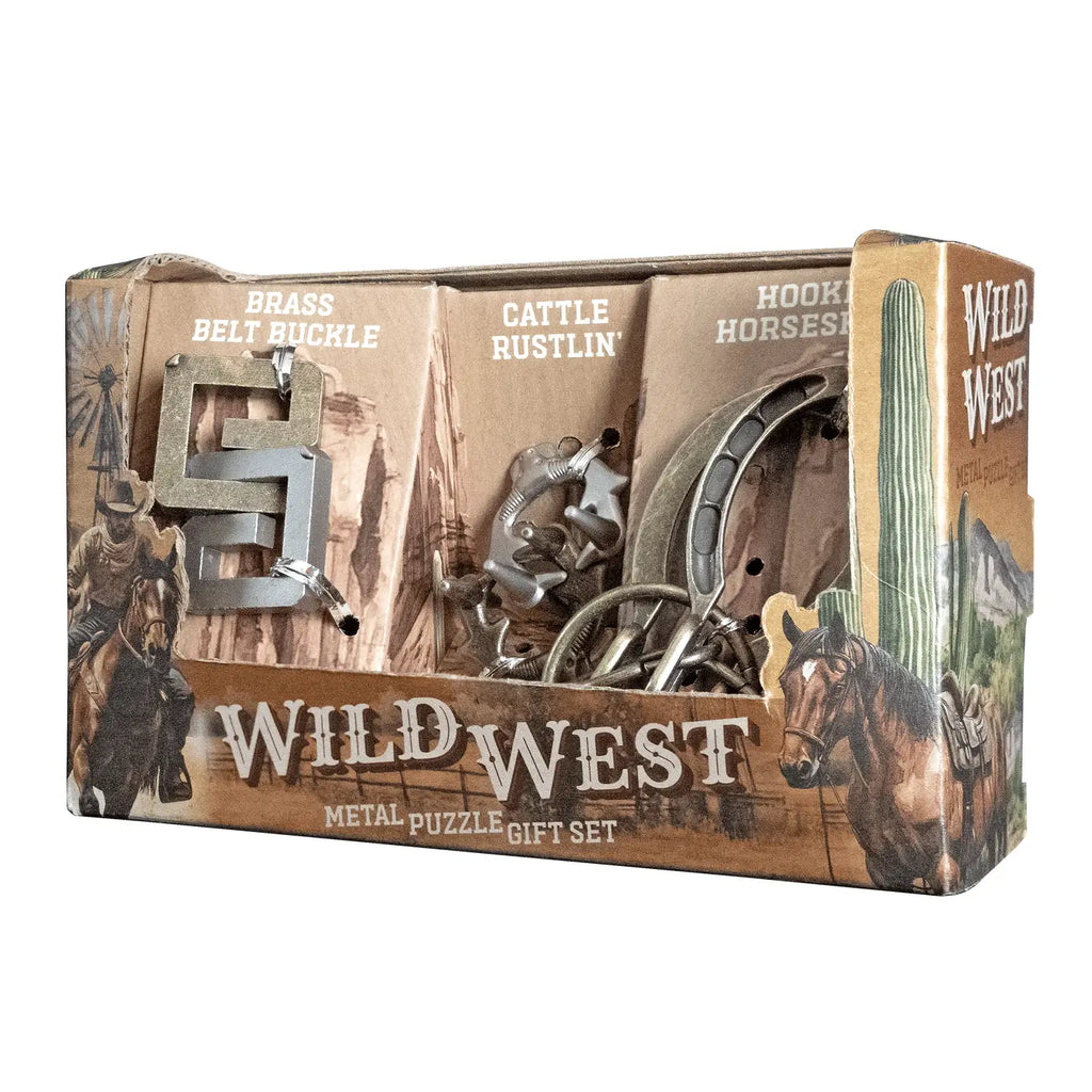 GS049 Wild West 3-Piece Metal Brain Teaser Gift Set