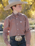 Boys Cinch Brown Tan Long Sleeve Button Western Shirt MTW7060320