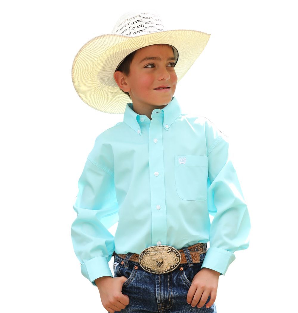 BOYS CINCH SOLID BUTTON DOWN TURQUOISE MTW7060382