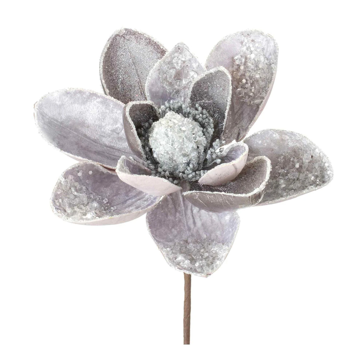 Glittered Silver Magnolia Artificial Christmas Stems 28" 87531