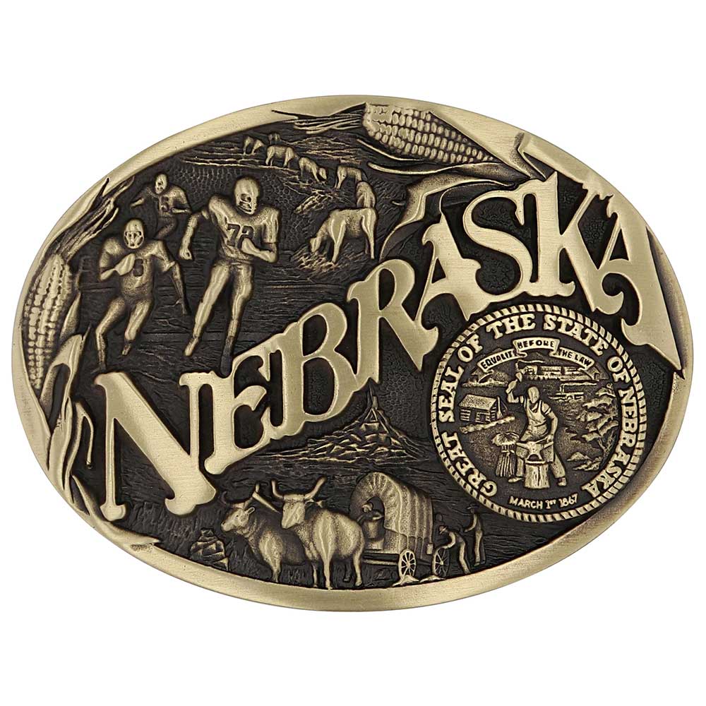60811NEC Nebraska State Heritage Attitude Buckle