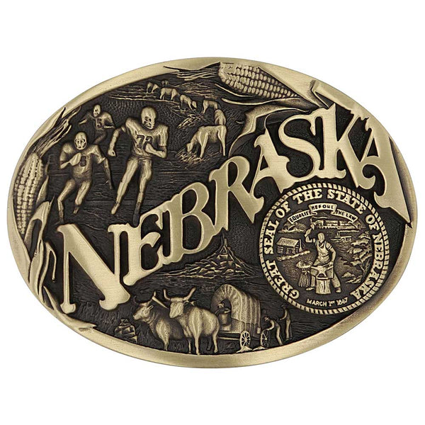 60811NEC Nebraska State Heritage Attitude Buckle
