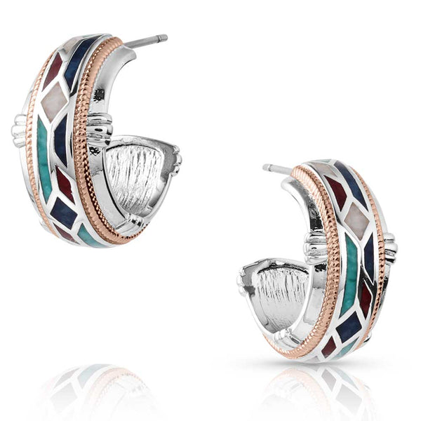 ER5690 Western Mosaic Hoop Earrings