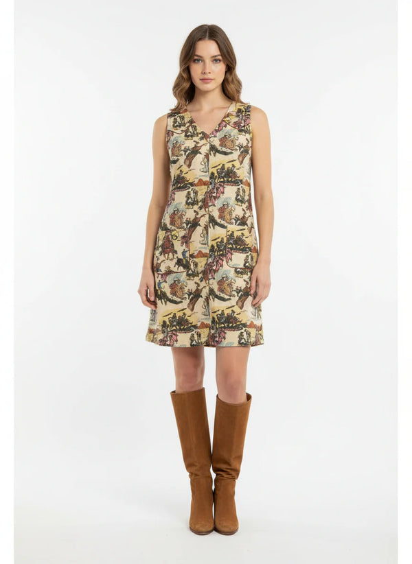 TH14U7- VINTAGE WESTERN Shift Dress