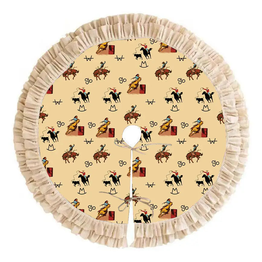 Vintage Cowboy Christmas Tree Skirt TRESKT008