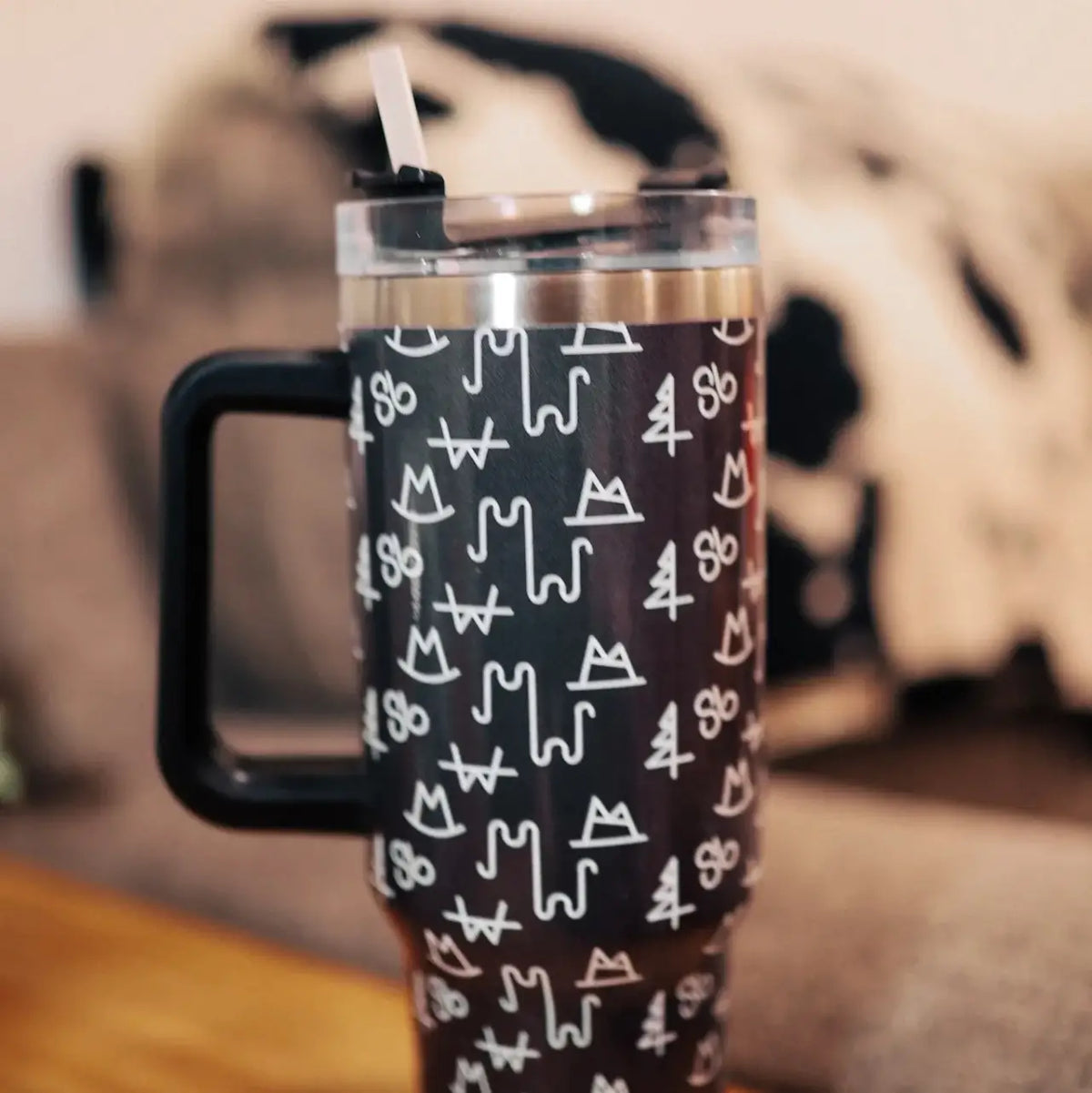 Black Brand Tumbler with Handle TMBLR004