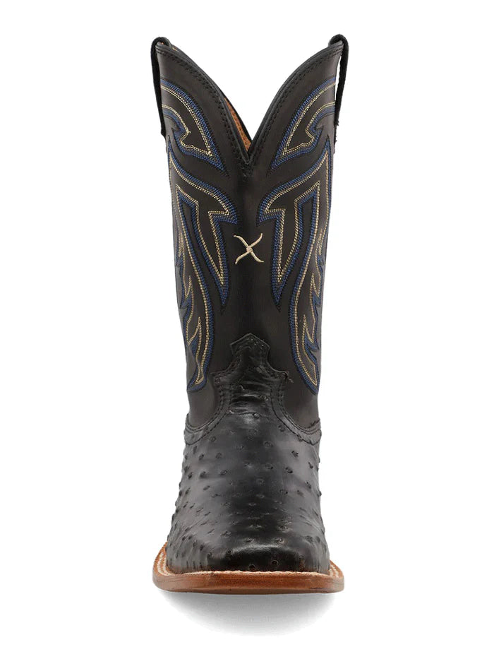 Twisted X MRSL045 Mens Ruff Stock Square Toe Ostrich Boot Black