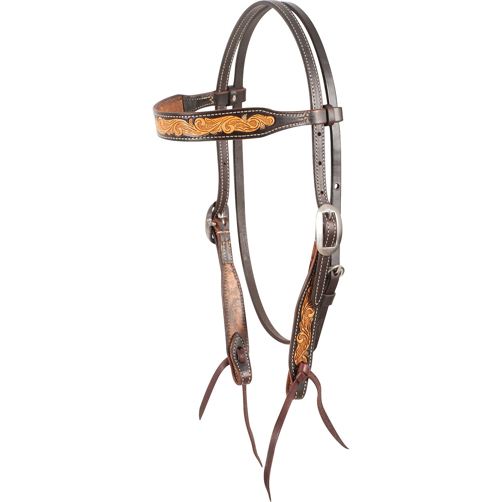 Browband Headstall with Dark Framed Scroll Tooling HB5DFS
