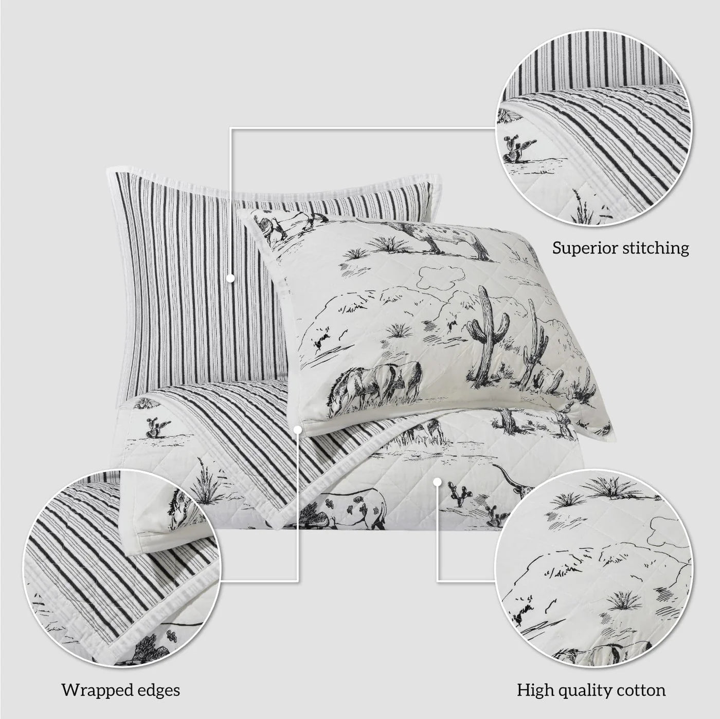 RANCH LIFE PRINTED REVERSIBLE QUILT SET QW2138